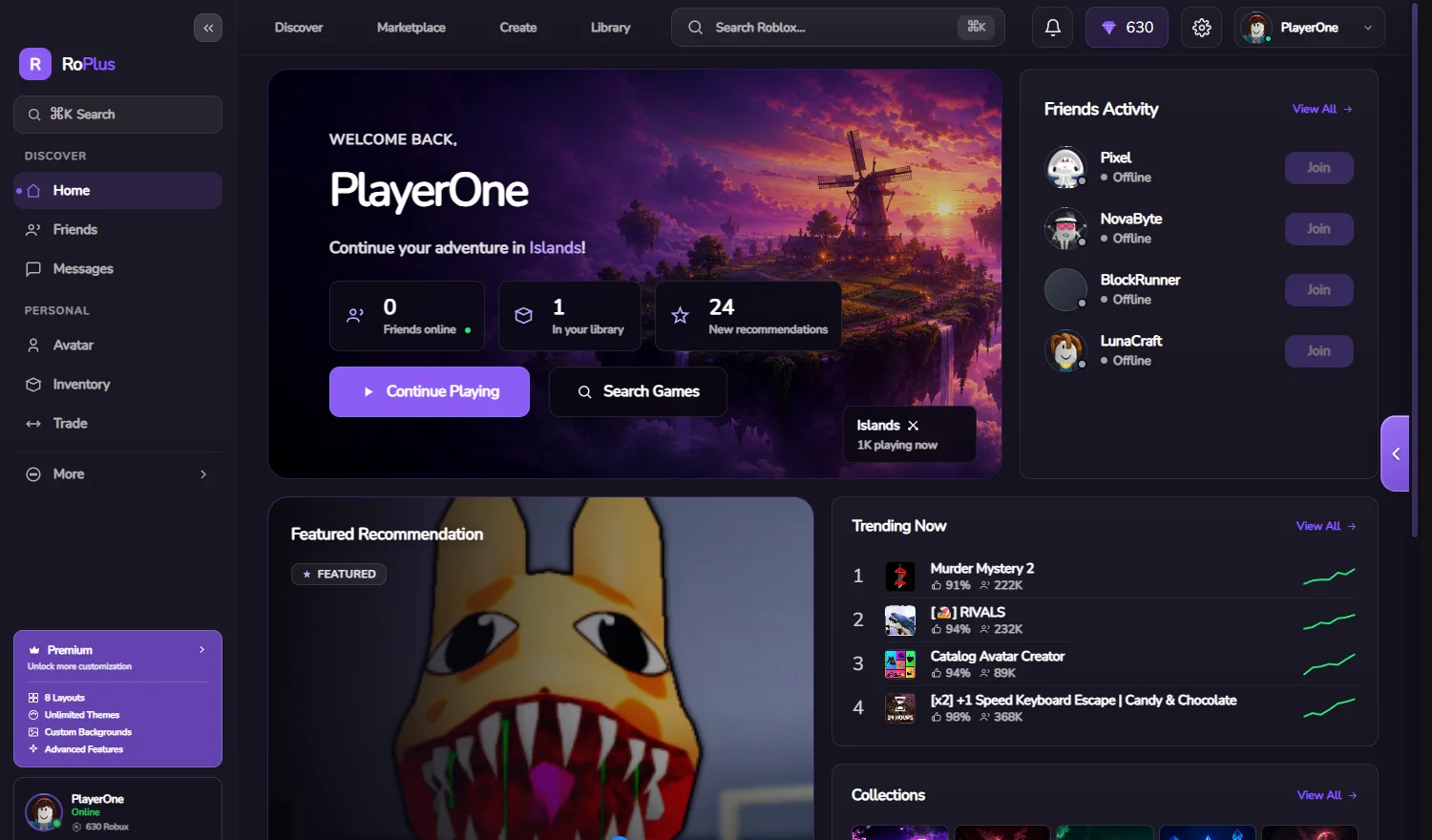 RoPlus Bento Dashboard layout